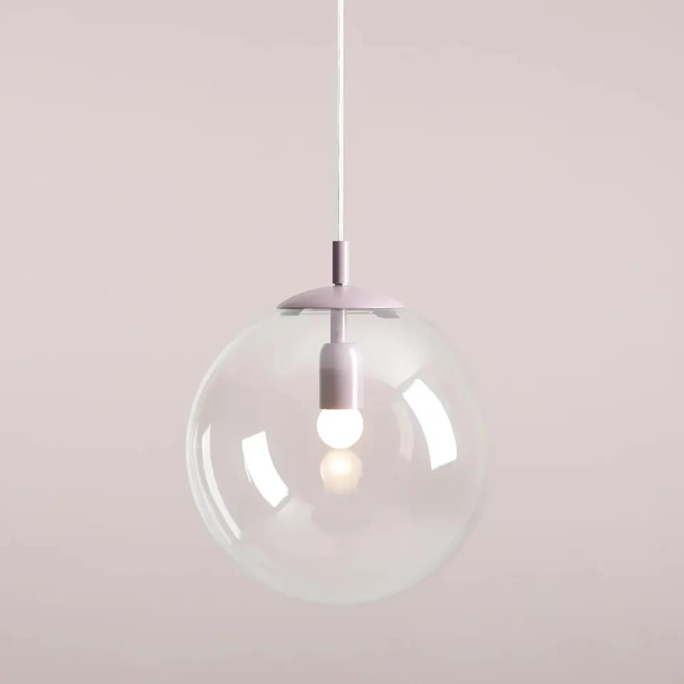 Pendul modern mov cu glob de sticla transparenta Globe