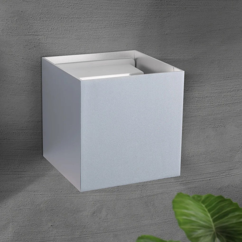 Aplica LED de exterior design modern ambiental IP54 Cube aluminiu