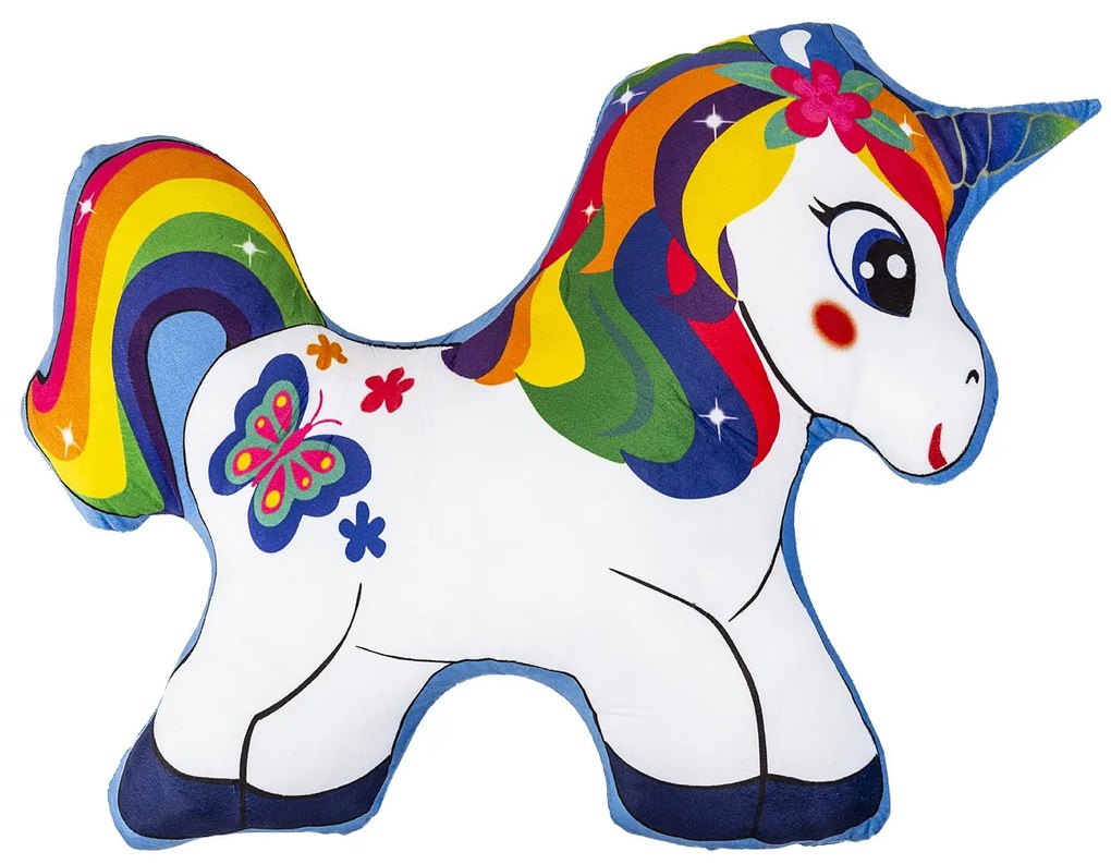 Pernă cu formă aparte Unicorn, alb, 55 x 50 cm