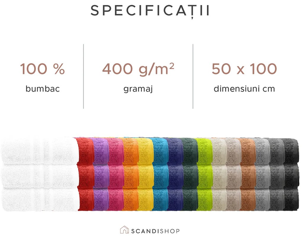 Prosop de maini Classic 50 x 100 cm alb, 100% bumbac
