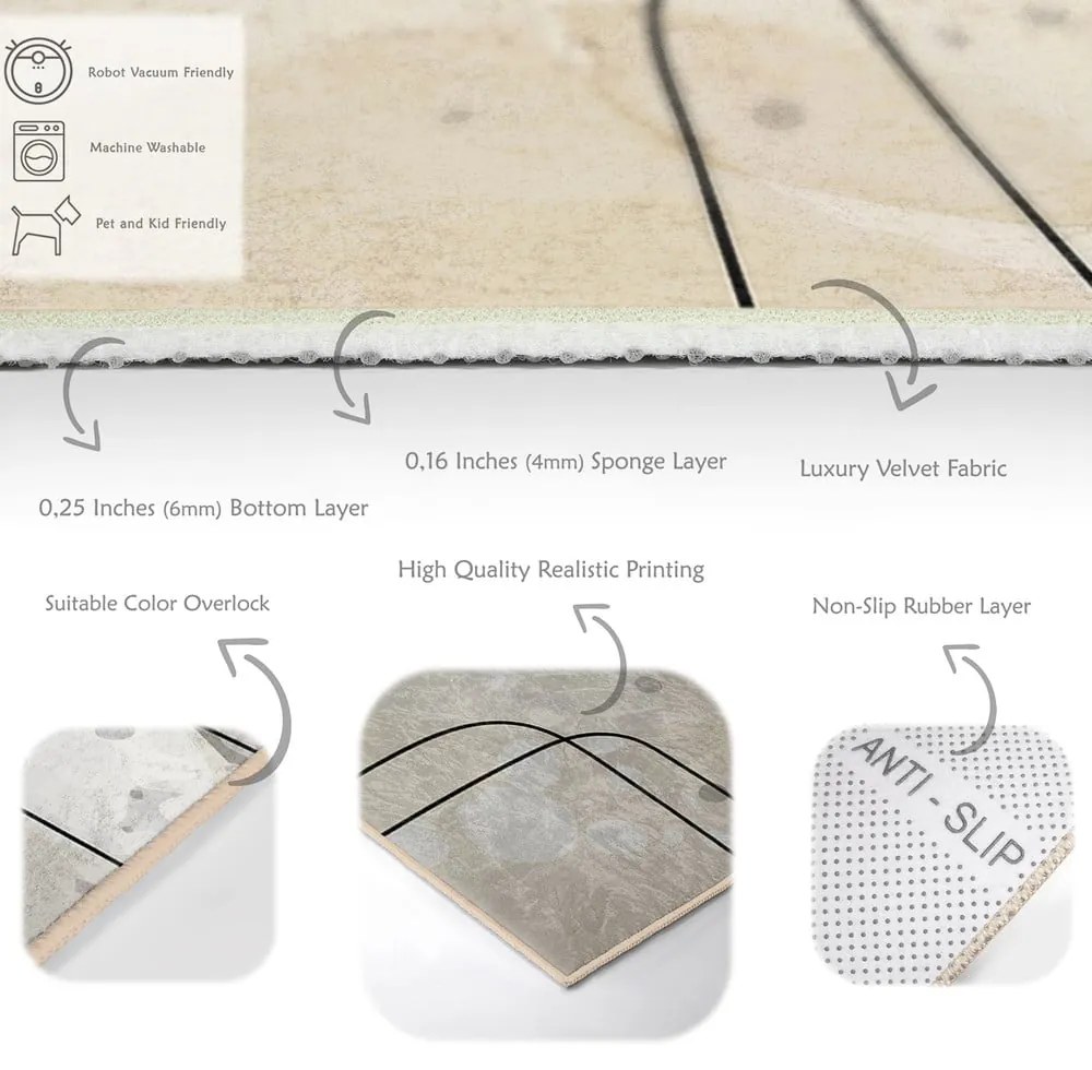 Covor tip traversă gri/crem lavabil 80x200 cm Simple Lines – Mila Home