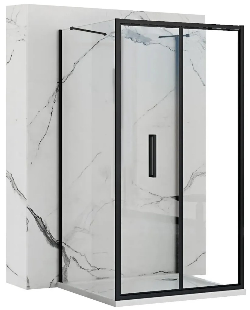 Cabina de dus de perete Rapid Fold Negru 90x100cm, Rea