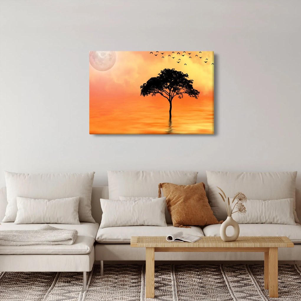 Tablou cu copac în apus de soare (90x60 cm)