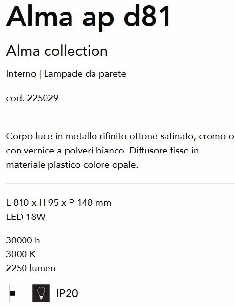Aplica perete LED pentru oglinda, tablou ALMA AP D81 BIANCO