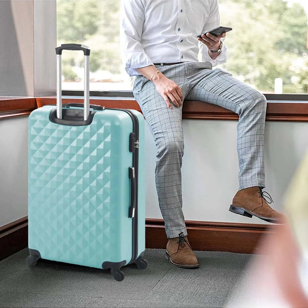 Set valiza de calatorie cu geanta cosmetica-verde menta