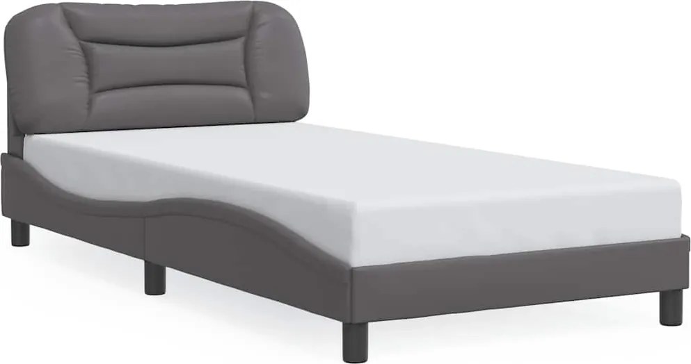 vidaXL Cadru de pat fără saltea, Hvar, gri, 100x200 cm, piele ecologică