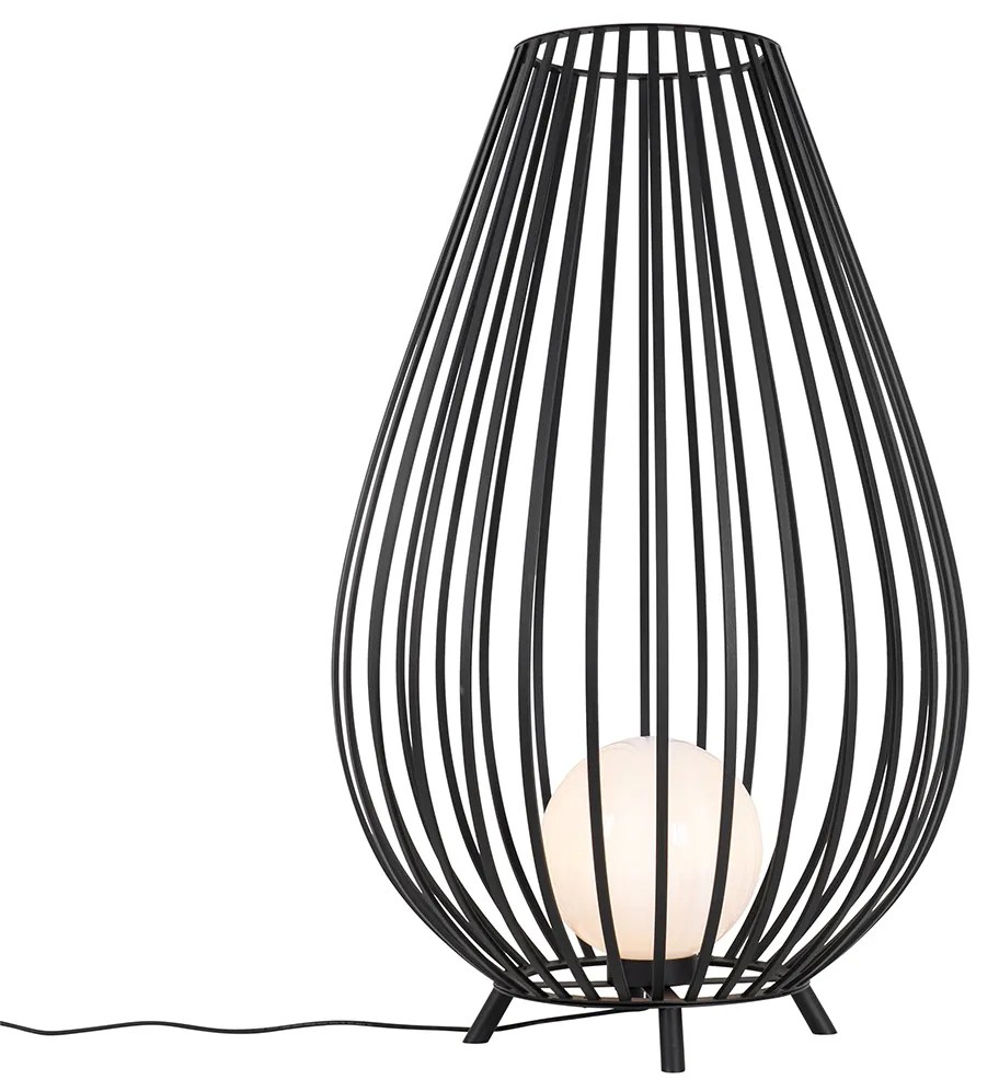 Lampa de podea design neagra cu opal 110 cm - Angela