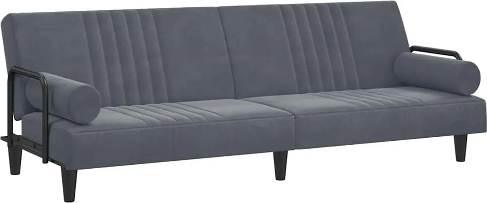 vidaXL Canapea extensibilă cu cotiere, gri închis, catifea