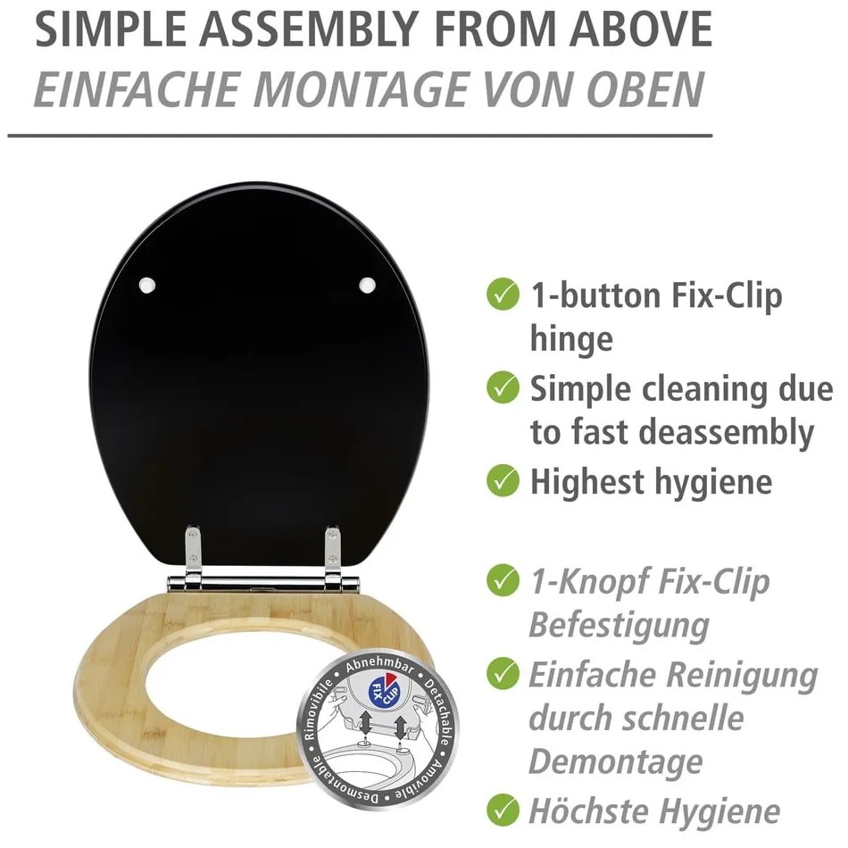 Capac WC 37 x 44 cm cu închidere automată Bambusa – Wenko