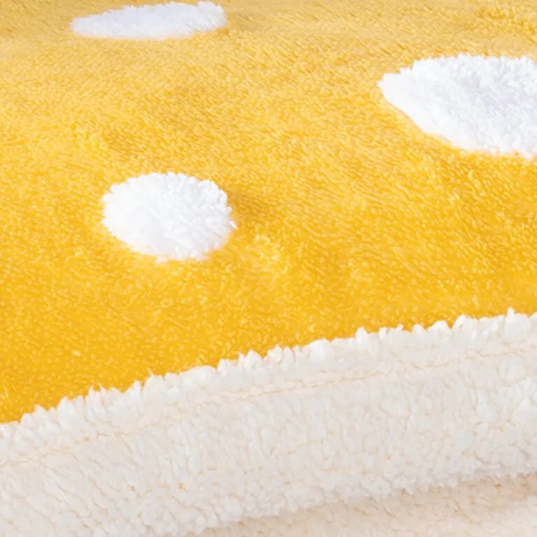 Pătură cu blăniţă din microfibră HAPPY DOTS MUSTARD, 140 x 200 cm