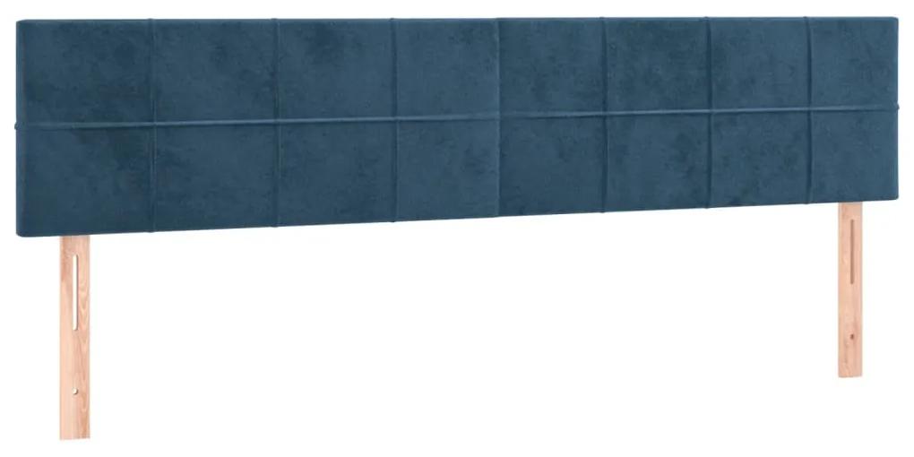 346072 vidaXL Tăblii de pat, 2 buc, albastru închis, 80x5x78/88 cm, catifea