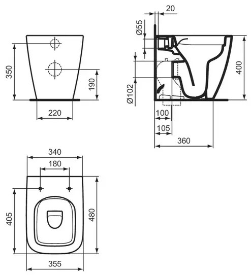 Vas WC pe pardoseala Ideal Standard i.life S rimless alb lucios