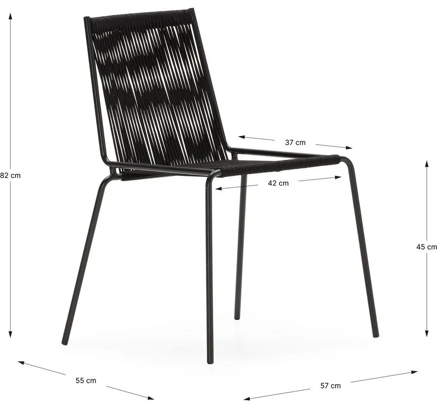 Scaune de dining negre stivuibile 2 buc. din metal Emily – Marckeric