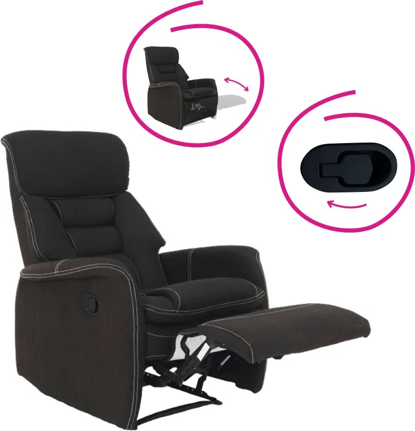 Fotoliu pentru relaxare, material textil ciocolatiu, KOMFY
