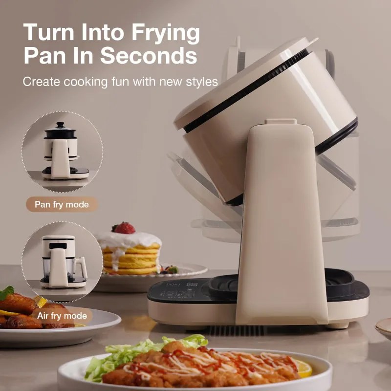Friteuza multifunctional cu aer cald 2in1 JIMMY AF3, Placa fierbinte, 4 l, Afisaj tactil HD, 8 programe, Circulatie 360°, Alb