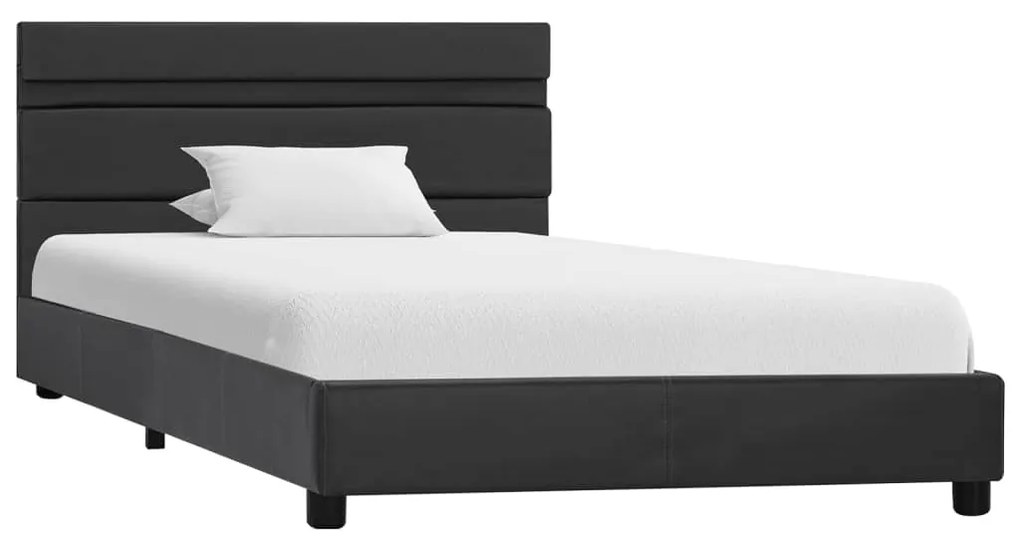 284798 vidaXL Cadru de pat cu LED, gri, 90 x 200 cm, piele artificială