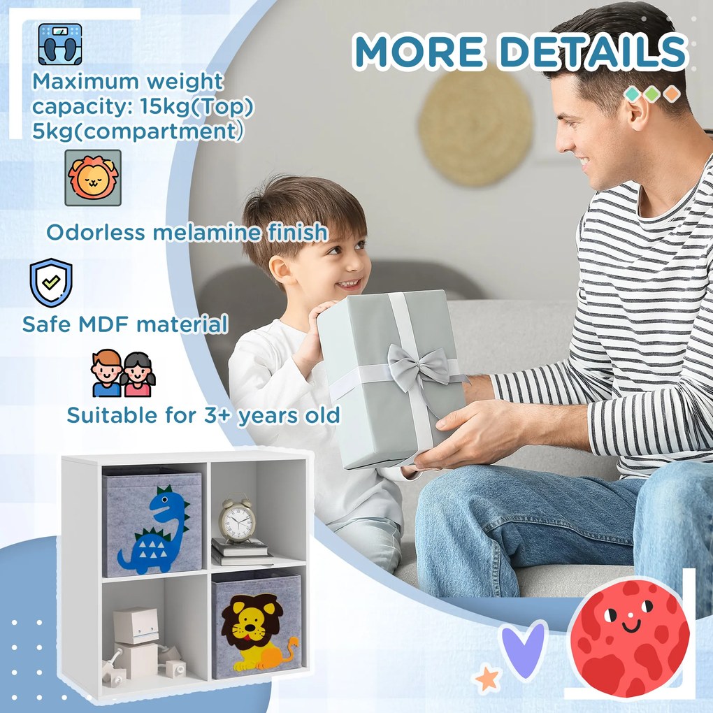 ZONEKIZ Cutii Depozitare Jucării cu 2 Sertare, Material Netesut, Alb | Aosom Romania