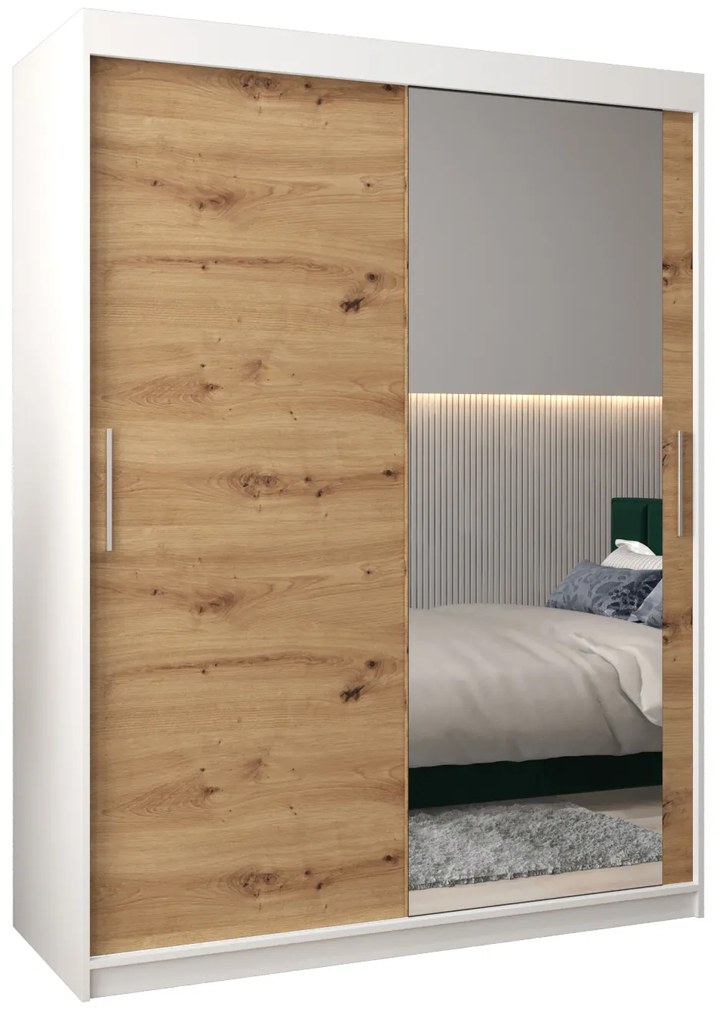 Dulap de haine 150 cm Toki 2 (alb mat + stejar artisan). 1064987