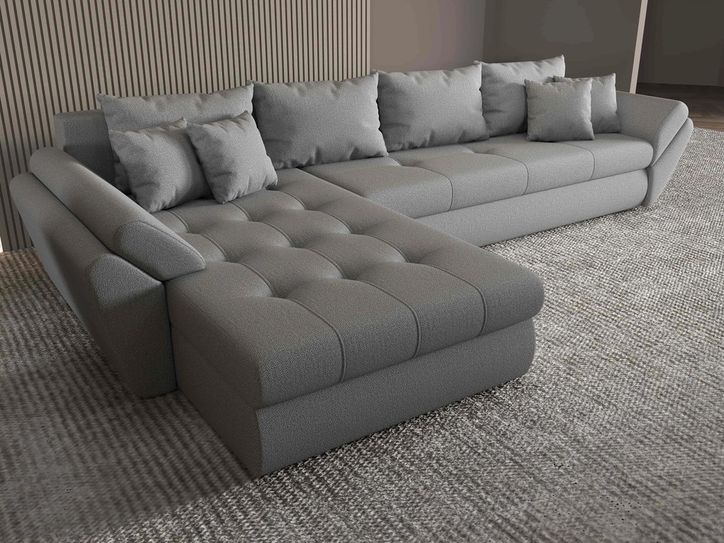 Colțar extensibil dumonde cu ladă de depozitare si sezut confortabil din spuma high-density, Loana XL Enjoy Gri 335x185 cm