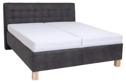 Pat tapițat VIOLET 180 x 200 cm, gri închis, cu spațiu de depozitare, fără saltea