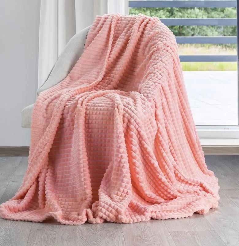 Pătură caldă elegantă, culoarea roz coral Lăţime: 170 cm | Lungime: 210 cm