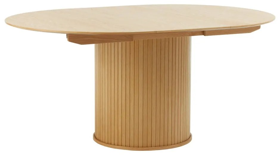 Masă de dining rotundă extensibilă cu aspect de lemn de stejar ø 120 cm Nola – Unique Furniture