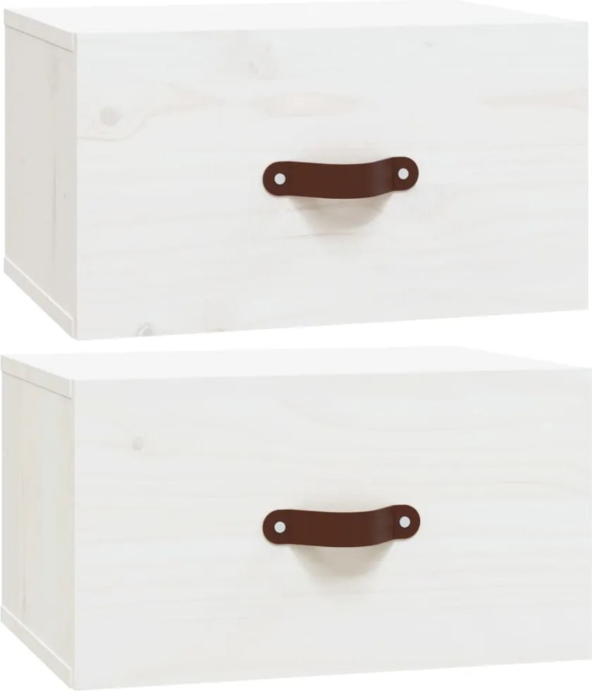 vidaXL Noptiere de perete, 2 buc., alb, 40x29,5x22 cm
