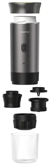 Aligator ACM002 - Cafetieră portabilă reîncărcabilă PortaCaffé 3în1 72W/7500 mAh gri