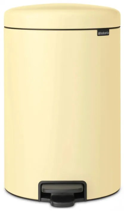 Cos cu pedala Brabantia NewIcon 1008848, 20 L, Inchidere lina, Baza antiderapanta, Galben