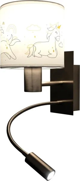 Brilagi - Lampă LED flexibilă BOBO 1xE27/25W/230V + LED/3W m. crom/alb/cu unicorni