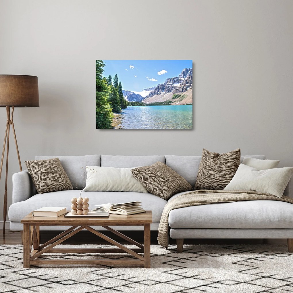 Tablou pe sticlă - Lac Alpin (70x50 cm)
