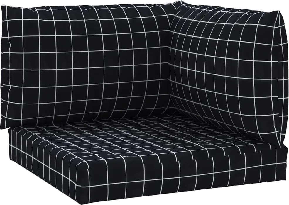 vidaXL Perne pentru paleți, 3 buc, negru, model carouri, textil oxford