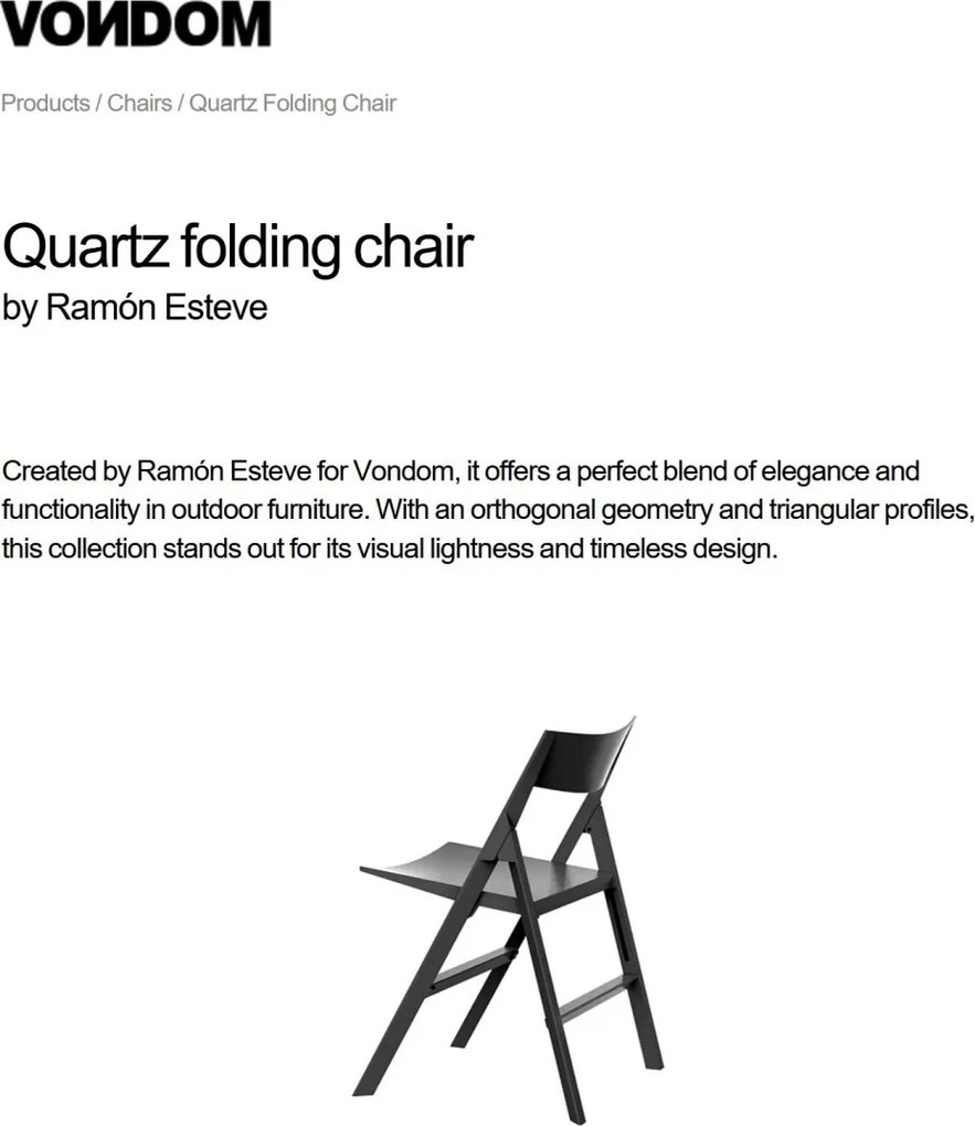 Set de 4 Scaune pliabile moderne de exterior / interior design premium QUARTZ FOLDING CHAIR 54197 Vondom