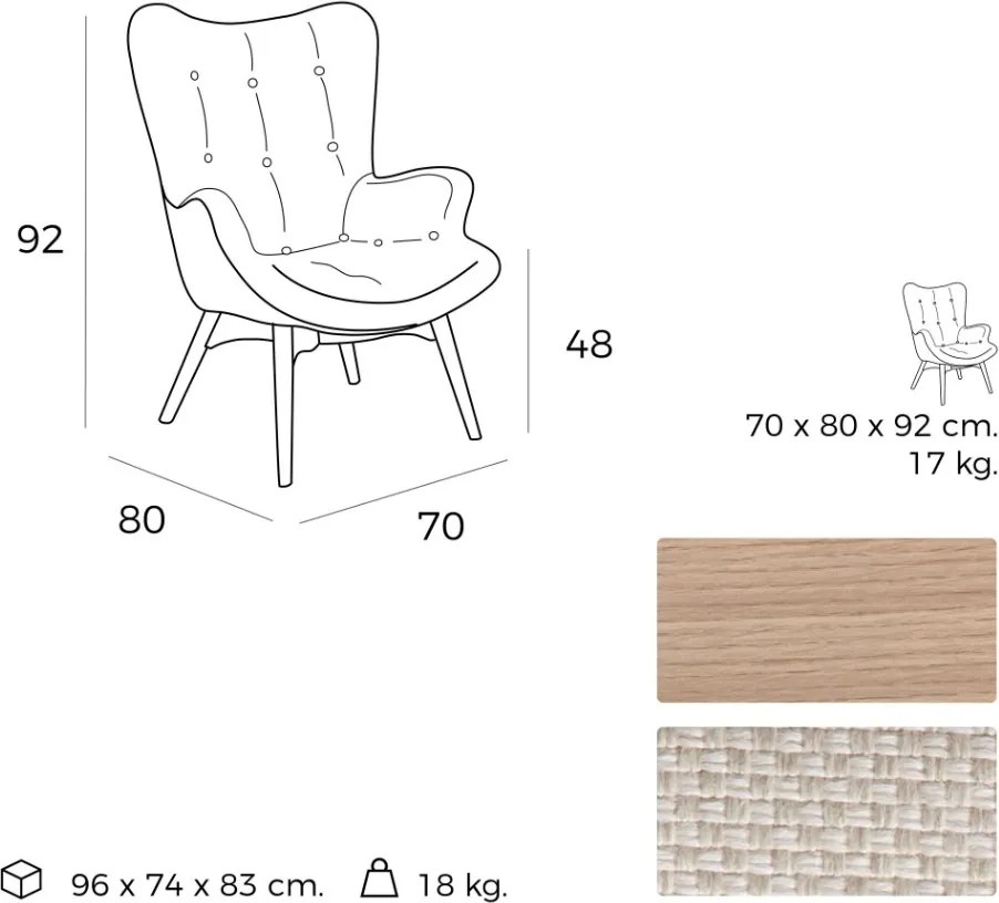 Fotoliu design scandinav Nelida AC-DC917