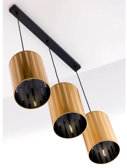 Jupiter 2092 - Lustră suspendată pe cablu CORTINA 3xE27/15W/230V auriu/negru