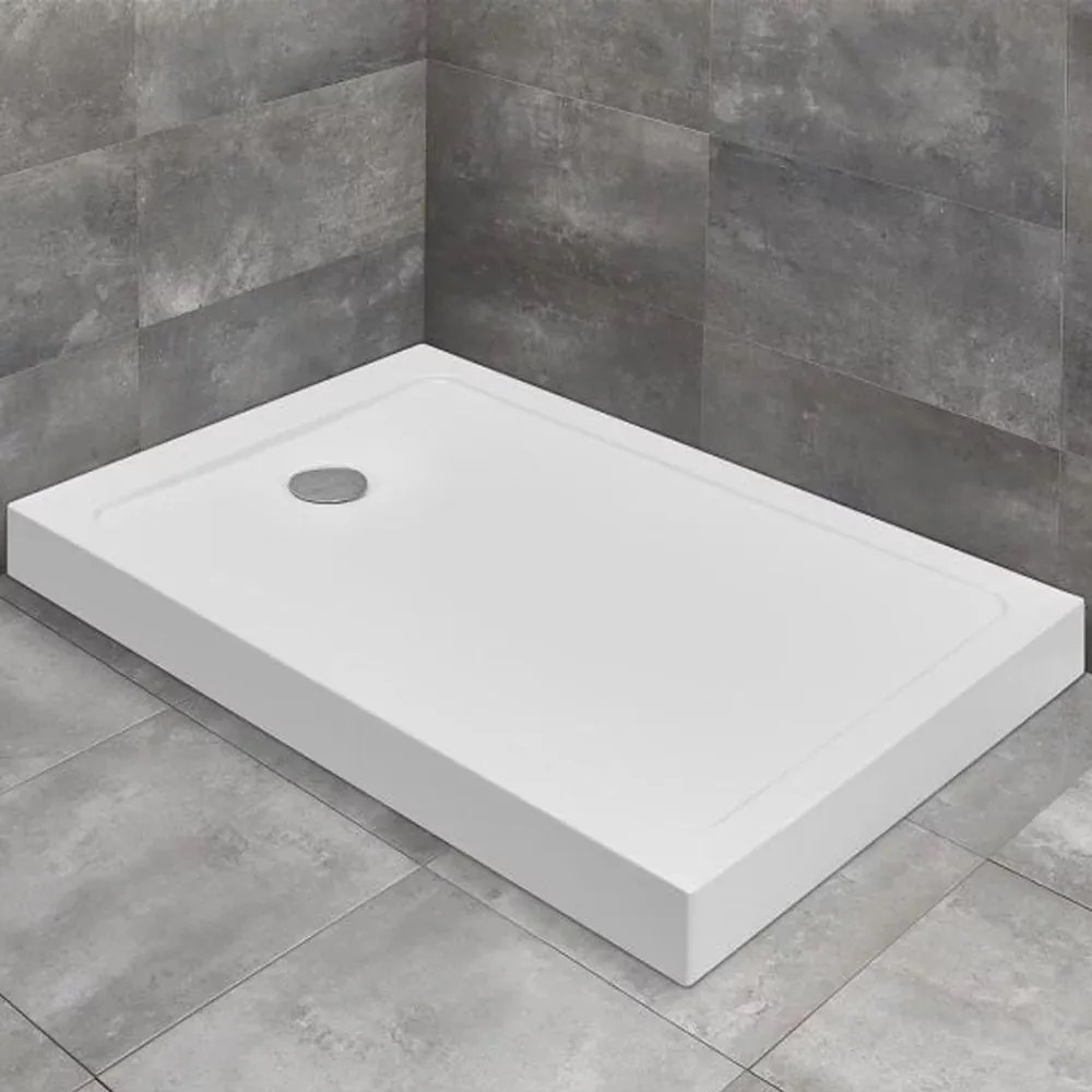 Cadita dus dreptunghiulara Radaway Doros F Compact 90x70 cm acril alb