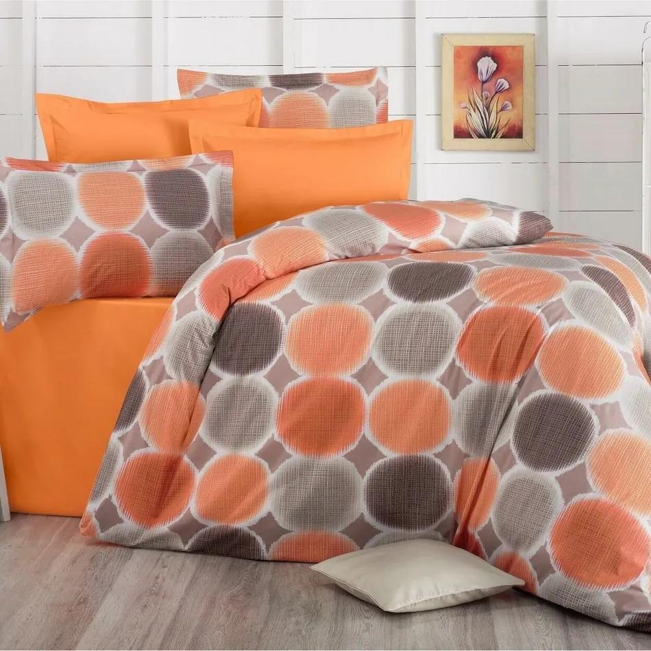 Lenjerie de pat, din bumbac, Delux Targets, portocaliu, 200 x 200 cm, 2 buc. 70 x 90 cm
