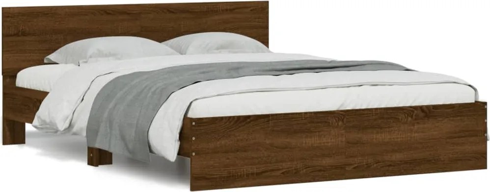 vidaXL Cadru de pat cu tăblie, stejar maro, 140x200 cm