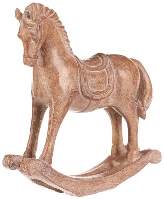 Decorație cal balansoar 19 cm, poliresină,imitație de lemn