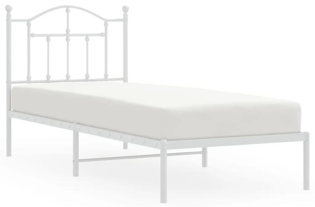 353481 vidaXL Cadru pat metalic cu tăblie, alb, 90x200 cm