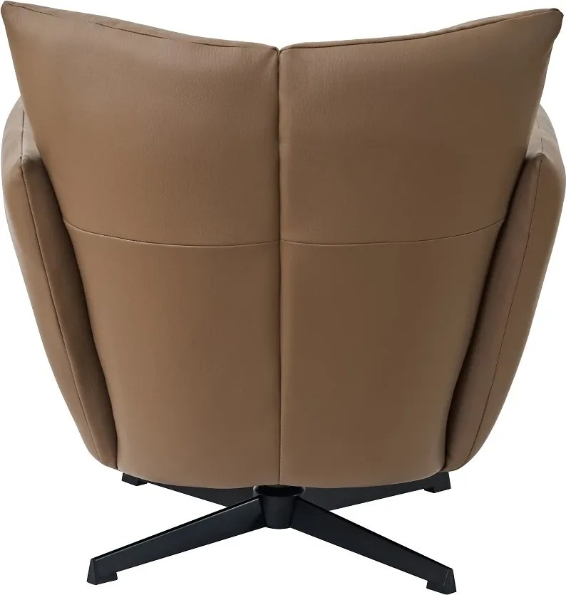 Fotoliu Accent Pivotant 360° – Design Modern, Bază Metalică Neagră, Tapițerie PU Premium, Maro