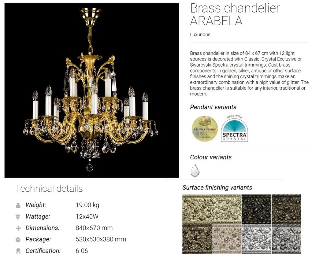 Candelabru Cristal Bohemia Exclusive 12 brate ARABELA