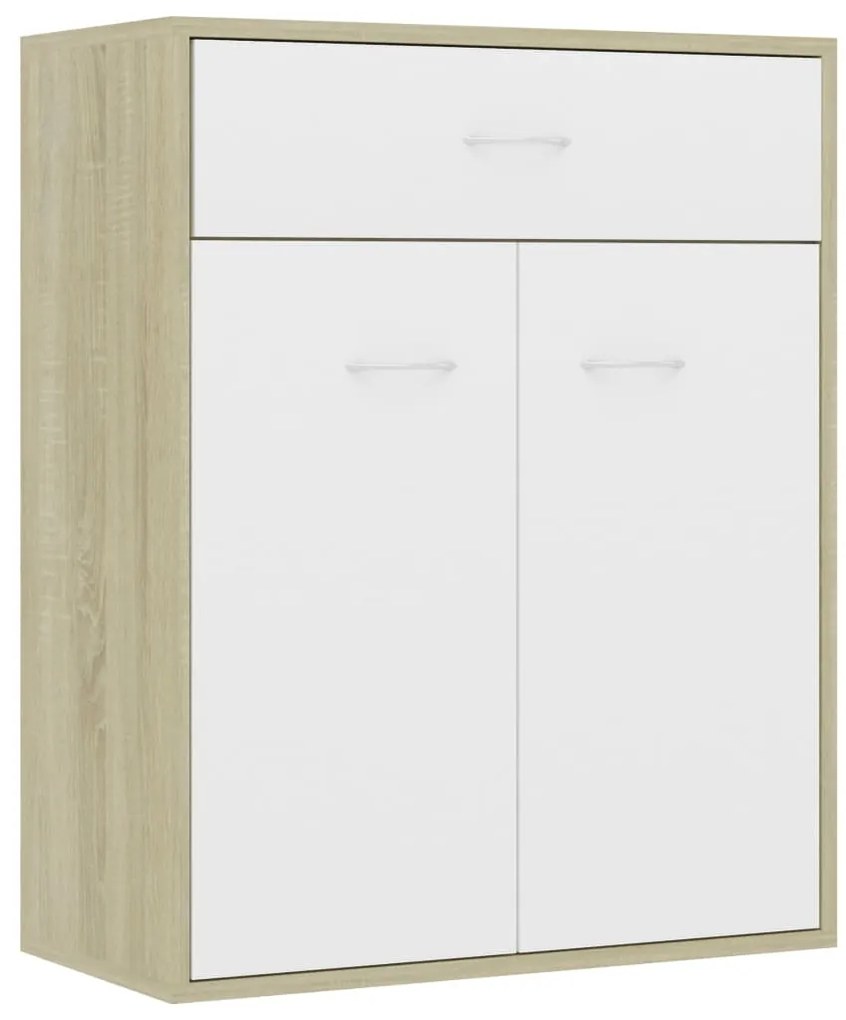 800716 vidaXL Servantă, alb și stejar sonoma, 60x30x75 cm, PAL