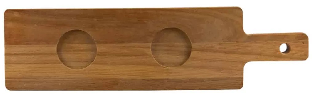 Tocator lemn, cu maner 460x125x15 mm, Maro natur