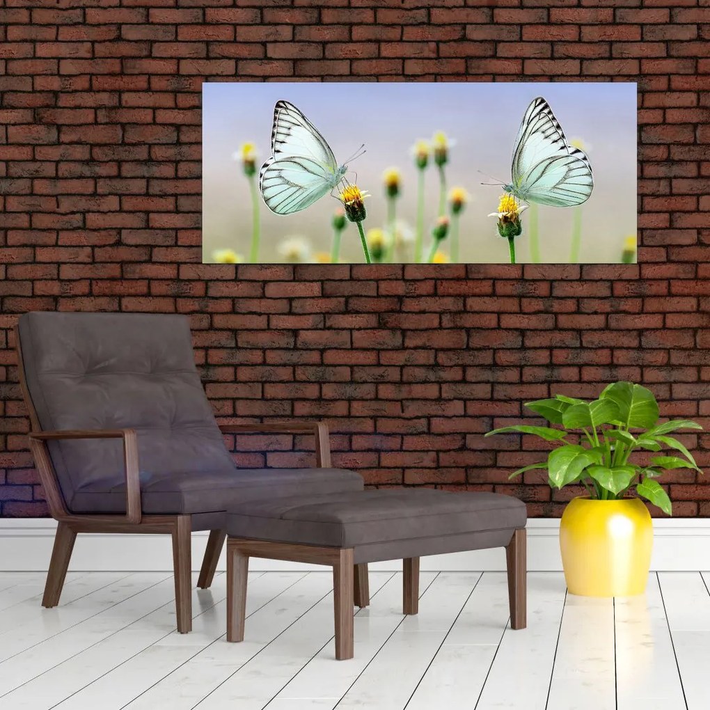 Tablou cu fluture pe floare (120x50 cm)