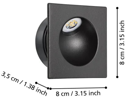 Corp de iluminat LED pentru scări Eglo 900251 ZARATE LED/2W/230V 3000K negru