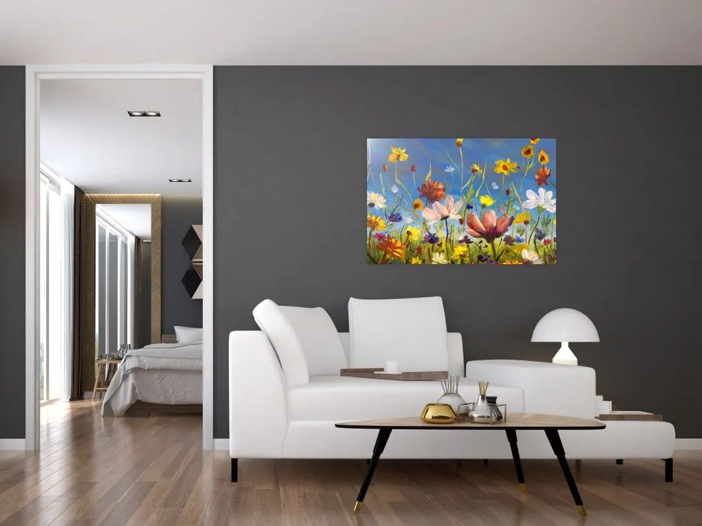 Tablou cu luncă înflorită (90x60 cm)