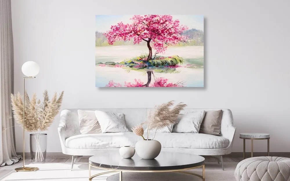 Tablou cireș oriental în design roz