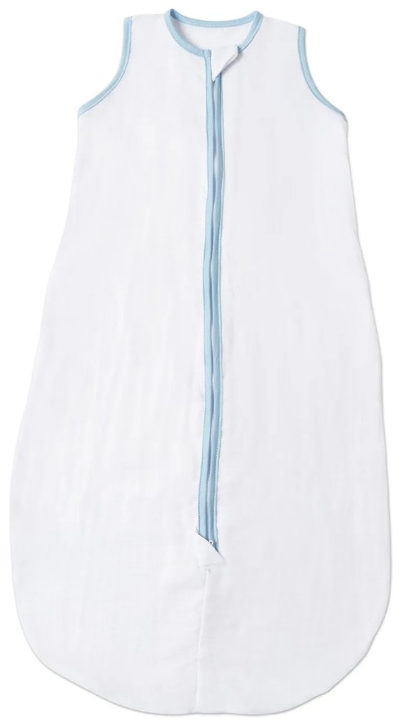 Sac de dormit de vara pentru copii din muselina dubla 3-18 luni Kidizi white blue, 0.3 tog