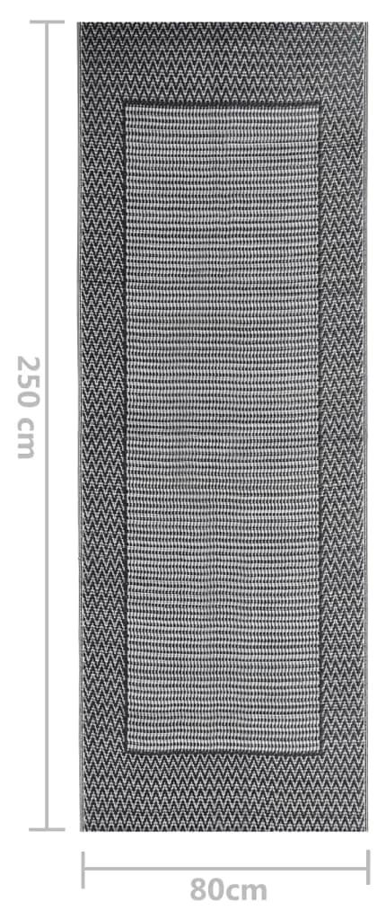 317003  Outdoor Rug Black 80x250 cm PP negru si gri, 80 x 250 cm